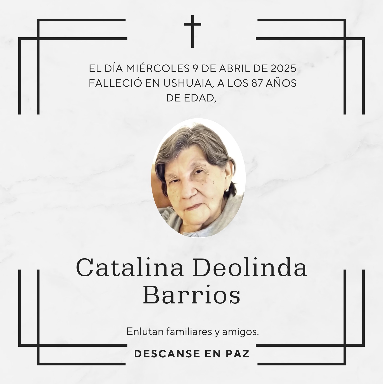 Fallecimiento | Catalina Deolinda Barrios